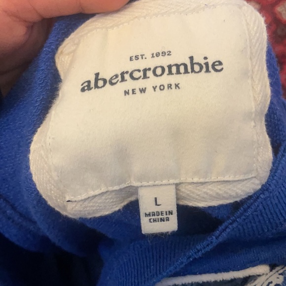Abercrombie Kids Blue Scoop Neck Sweatshirt w Big A Logo and Pocket size L - Picture 4 of 6